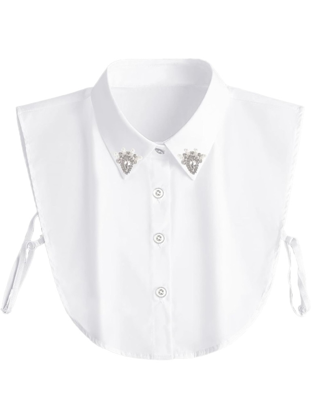 Handcrafted Faux Diamond and Pearl Fake Collar Shirt